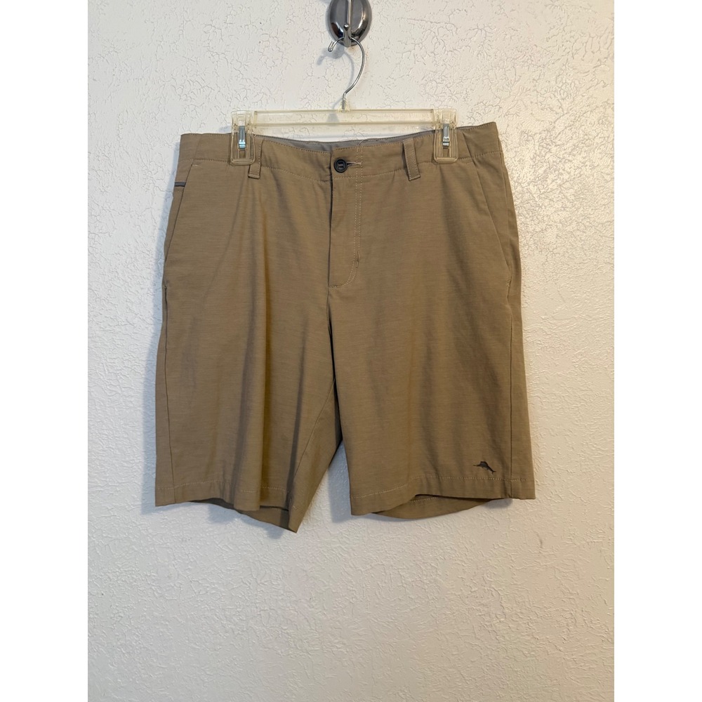 Tommy Bahama Mens Khaki Hybrid Stretch Shorts Size 33 Tan Textured Chino